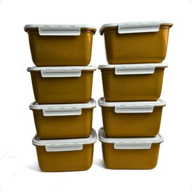 Imagem de Kit Pote de Plástico Marmita Tampa Com Trava Hermetico 1L Marmitas Fit