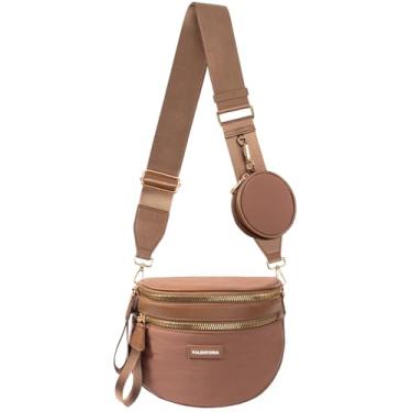 Imagem de Bolsas transversais de nylon para mulheres, bolsas de bumbum espaçosas para mulheres, pochete grande transversal para homens com carteiras removíveis bolsa de cinto, Caramel, Moderna
