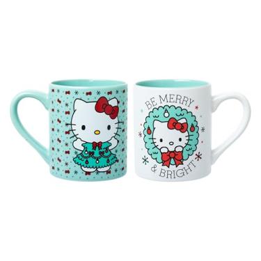 Imagem de Silver Buffalo Caneca de cerâmica Hello Kitty Holiday Art 400 ml - Pacote com 2
