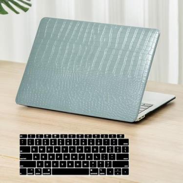 Imagem de Fancity Compatível com MacBook Air de 13 polegadas M1 A2337 A2179 A1932, capa protetora de couro PU antiarranhões e capa de teclado para Mac Air 13.3 com Touch ID (2018-2021), verde