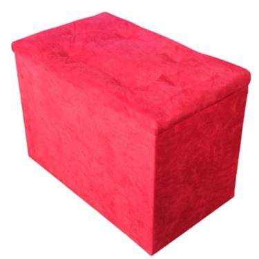 Imagem de Puff Baú Retangular Suede Porta Objetos(VERMELHO)