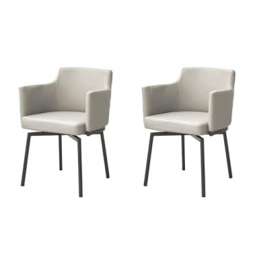 Imagem de Conjunto de 1 2 4 e 6 cadeiras de jantar, estilo moderno de meados do século, cadeira de cozinha giratória, à prova d'água, couro sintético, cadeiras para sala de jantar com design mais largo e maior