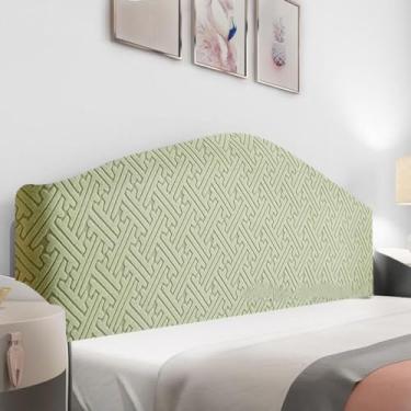 Imagem de Capa elástica para cabeceira de cama, capa de cabeceira de cama em forma de arco, resistente ao desbotamento, não passar, lavável, para suíte master, cama de hóspedes, casa de férias - verde claro||
