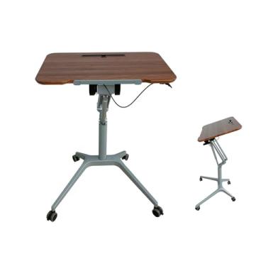 Imagem de HGTRH Suporte para laptop móvel, mesa de leitura móvel de altura ajustável, mesa de laptop com parte superior inclinada, mesa portátil para laptop com rodízios, pequena mesa de pé sobre rodas