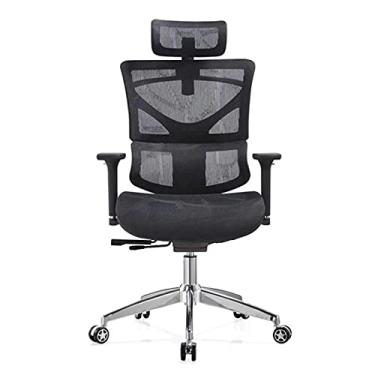 Imagem de HGTRH Cadeira de escritório com braços dobráveis, cadeira de malha preta, cadeira de escritório para computador, cadeira giratória ergonômica com apoios de braços 3D, altura de suporte lombar