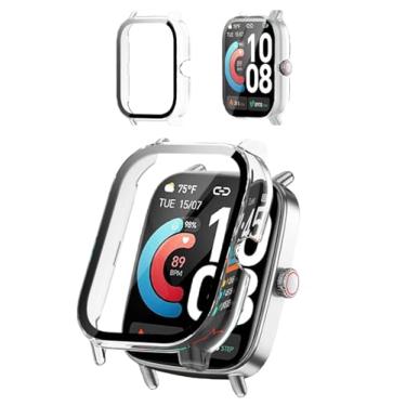 Imagem de Capa protetora compatível com smartwatch AEAC de 1,8 polegadas, capa rígida de policarbonato e protetor de tela de vidro temperado 9H - à prova de choque, resistente a arranhões, cobertura total