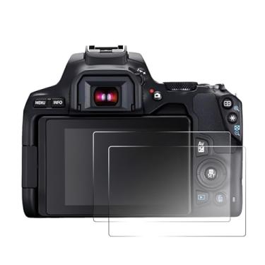 Imagem de pssped 2 peças protetoras de tela compatíveis com câmera Canon EOS 200D EOS Rebel SL2 250D Rebel SL3 200D II, película de vidro temperado transparente de 0,26 mm, antiarranhões e impressões digitais