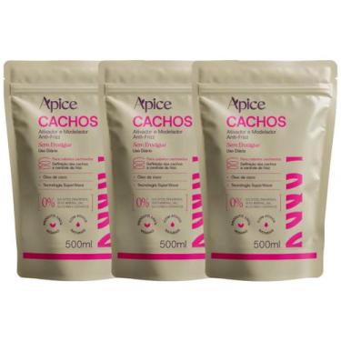 Imagem de Kit 3 Ativador E Modelador De Cachos Apice Vegano Anti Frizz Creme De 