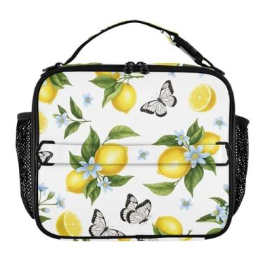 Imagem de Joisal Lancheira com limões amarelos pintados florais para mulheres, meninas, lancheira masculina e infantil, lancheira para trabalho, bolsa térmica para escola