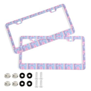 Imagem de SEHANY Lindas molduras roxas para placa de licença, moldura de placa de carro de alumínio à prova de ferrugem com orifícios elípticos e parafusos, serve para acessórios de carro de tamanho padrão de