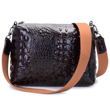 Imagem de Bolsa Transversal Feminina em Couro Legitimo, Marrom, com Alça Ajustável (Cafe)