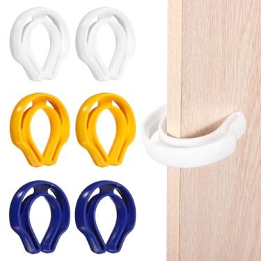 Imagem de PATIKIL 6 peças de proteção de aperto de porta, batente de porta, protetor de aperto de dedo, preventivo de batida, durável, cunha de socorrista, plástico em forma de C para bater portas, animais de