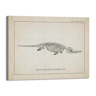 Imagem de Arte de parede de esqueleto de dinossauro vintage, paleontologia, pôsteres em tela, fósseis de dinossauros, impressões artísticas, esboços, fotos, decoração de quarto de menino (SKU7,16 x 20 pol. =