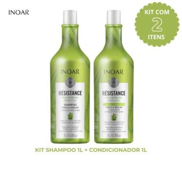 Imagem de Kit Inoar Resistance Fiibra de Bambu Shampoo 1L + Condicionador 1L