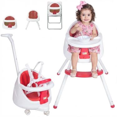 Imagem de Cadeirão Alimentação 4 Em 1 Evolutivo Vira Booster Carrinho E Mesinha Infantil Assento Acolchoado Com Volante 18kg