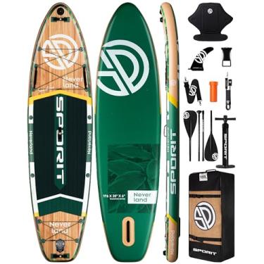 Imagem de SPORIT Prancha De Stand Up Paddle Inflável Super Larga 11'6 X 35" Com Assento, Sup Ultraestável Para Adultos, Capacidade 450 Lb Remo Lâmina Dupla, Alça Ombro, Mochila 100 L, Guia Segurança