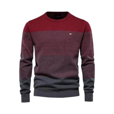 Imagem de Suéter Masculino De Inverno Quente Em Algodão Com Gola O E Detalhes Em