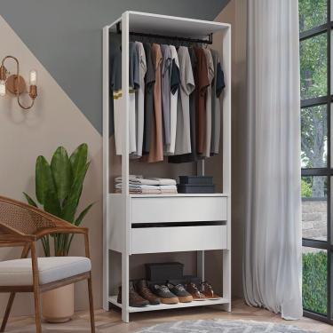 Imagem de Guarda-roupa Closet Modulado 2 Gavetas 70cm Valencia Madesa Branco