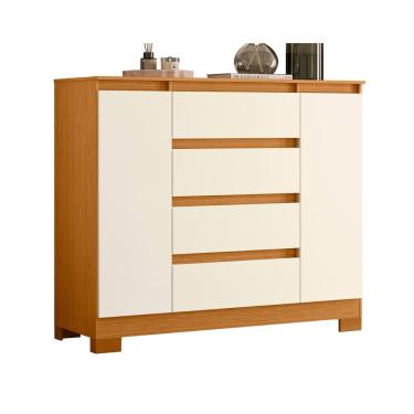 Imagem de Comoda Sapateira Atena Com 4 Gavetas E 2 Portas Cinamomo-off White