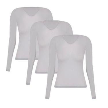 Imagem de Kit 3 Camisetas Feminina Fio 40 Segunda Pele Para Mulher Selene Modelo