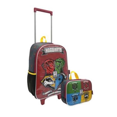 Imagem de Kit Mochila Escolar Infantil Juvenil 2 Rodas com Lancheira Harry Potte