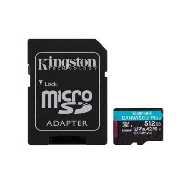 Imagem de MicroSD Kingston, 512GB, microSDXC Canvas Go Plus, Gen4, com adaptador