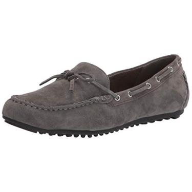 Imagem de Bella Vita Mocassim Liso Feminino, Couro de camurça cinza, 12 Wide