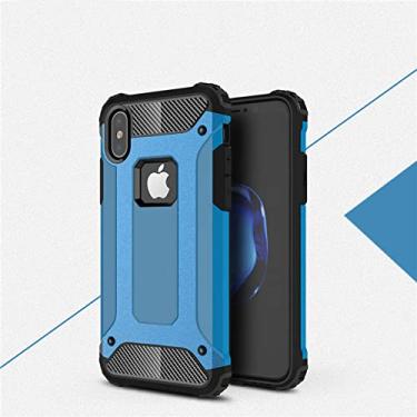 Imagem de Capa protetora híbrida forte e resistente à prova de choque para iPhone X XR XS Max 8 8 Plus 7 6s 12 11 Pro Capa protetora de telefone resistente, azul céu, para iPhone 5 5s