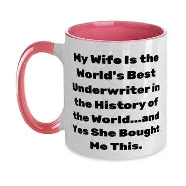 Imagem de Funny Husband Gifts, My Wife Is the World's Best Underwriter in the History of the World, Epic Two Tone Caneca de 325 ml para marido da esposa