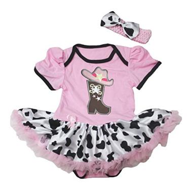 Imagem de Petitebella Cowgirl bota e chapéu rosa body vaca tutu bebê vestido nb-18 m, Light Pink, 6-12 Months