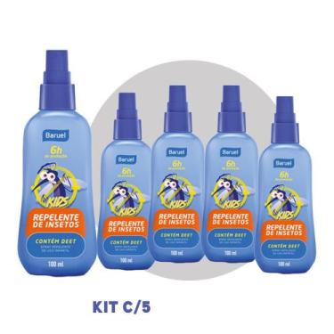 Imagem de Kit 5 Repelentes Spray Infantil Kids Mosquitos Baruel 100ml