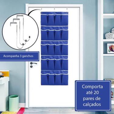 Imagem de Sapateira Organizadora De Porta 10 Pares Prática Multiuso Vertical Azu