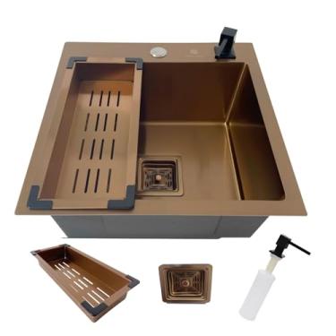 Imagem de Cuba Gourmet Quadrada Aço Inox 304 Acessórios 44X44cm Rosê