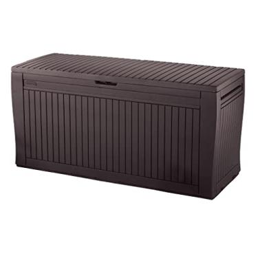 Imagem de Keter Baú Guarda Objetos Organizador Comfy Deck Box Marrom 270 litros Comprimento: 117 cm x Largura: 45 cm x Altura: 57 cm – Organizador Resistente e Ideal para Área Externa