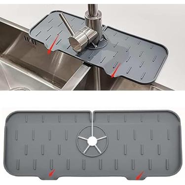 Imagem de Tapete de Pia Com Escorredor Multifuncional Protetor de Respingos em Pias de Cozinha e Lavabos, Coletor de Água, Borda de Drenagem, Silicone PRETO
