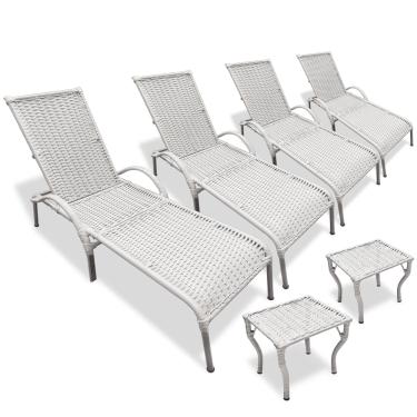 Imagem de Kit 4 Cadeiras/Espreguiçadeiras Julia + 2  Mesa P/ Piscina