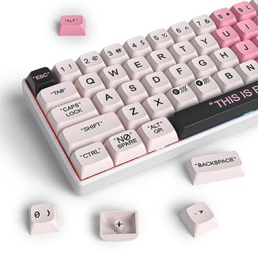 Imagem de Guffercty kred Lindas teclas PBT XDA 144 teclas coração rosa teclas personalizadas 75% teclas de teclado com puxador de tecla para teclados mecânicos (plástico rosa)