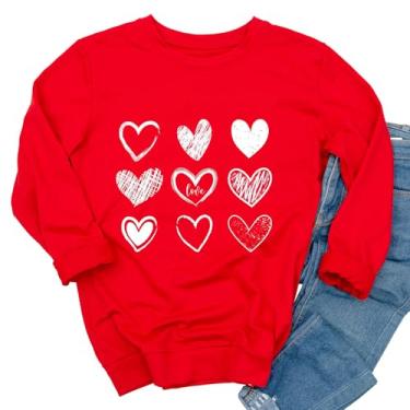 Imagem de Ykomow Camisetas femininas de Dia dos Namorados Xadrez Love Heart Valentines Day Camisolas Raglan Tops, Vermelho - 3, XXG