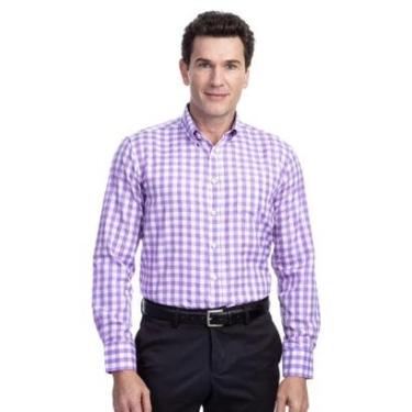 Imagem de Camisa Social Masculina Roxa Xadrez Camisa Social Roxa Xadrez - 2-Masculino