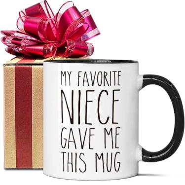 Imagem de VLUG My Favorite Niece Gave Me This Mug Gifts for Aunts Uncle, New Uncle New Aunts Gifts from Niece Nephew, Funny Birthday Christmas Gifts for Uncle Aunts, Apreciation Gift for Tio, Auntie