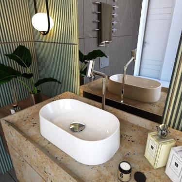 Imagem de Kit 3 Cubas de Apoio para Banheiro Laila O42 Oval Compace Branco