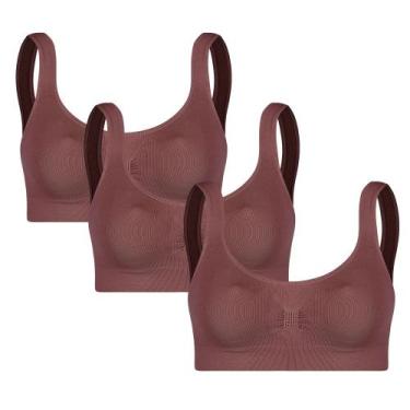 Imagem de Kit Com 3 Top Liso Básico Sem Bojo E Sem Costura Feminino Adulto Trifi