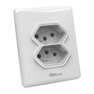 Imagem de Tomada Dupla 10A Branca Linha E SX Enerbras, Branco