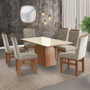 Imagem de Conjunto Mesa 160x82cm e 6 Cadeiras Madeira Maciça - Móveis Zamarchi