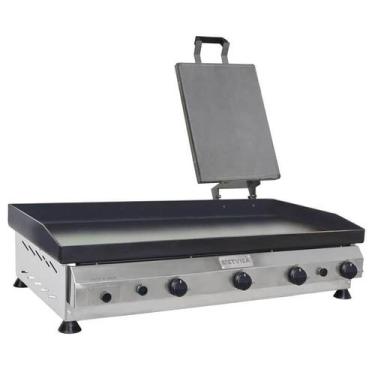 Imagem de Chapa de Lanche Profissional Com Prensador Metvisa 100 Cm a gás 4,25mm