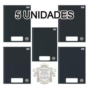 Imagem de Kit 5 Cadernos Brochurão 80 Folhas Universitário Preto Capa Dura Mater