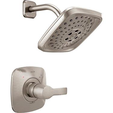 Imagem de Delta Faucet Tesla 14 Series Kit de acabamento de chuveiro de função única com cabeça de chuveiro H2Okinetic de três pulverizações Touch-Clean, inoxidável T14252-SS (válvula não incluída)