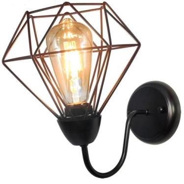 Imagem de Arandela Parede Aramado Diamante Pequeno Preta Ambientes - Jota Ilumin