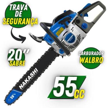 Imagem de Motosserra Profissional Nakashi NCS 550 54,6cc 2 Tempos À Gasolina Com