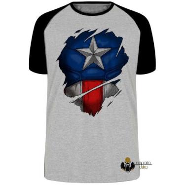 Imagem de Camiseta Capitão América  disfarce Blusa Plus Size extra grande adulto